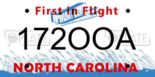 172OOA North Carolina License Plate