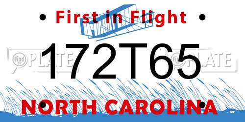 172T65 North Carolina License Plate