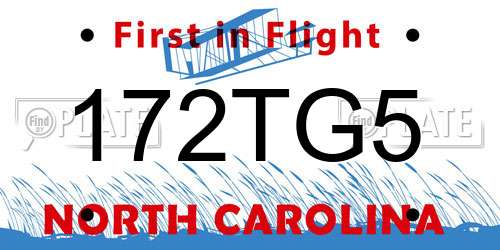 172TG5 North Carolina License Plate