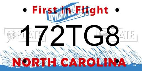 172TG8 North Carolina License Plate