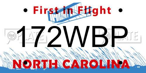 172WBP North Carolina License Plate