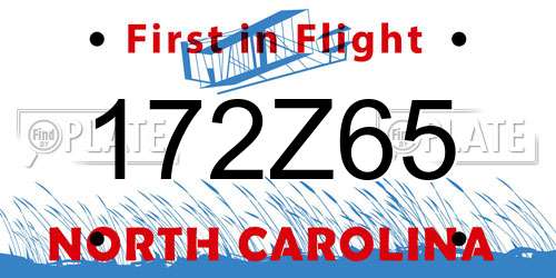 172Z65 North Carolina License Plate