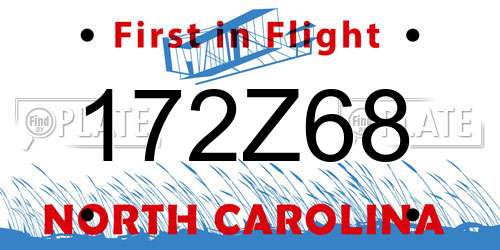 172Z68 North Carolina License Plate