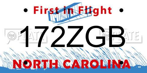 172ZGB North Carolina License Plate