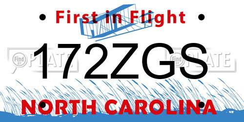 172ZGS North Carolina License Plate