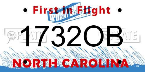 1732OB North Carolina License Plate