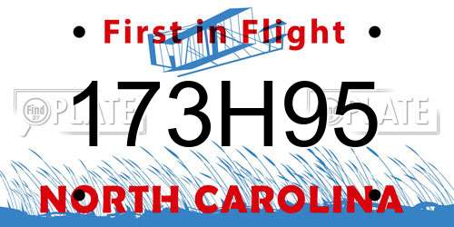 173H95 North Carolina License Plate