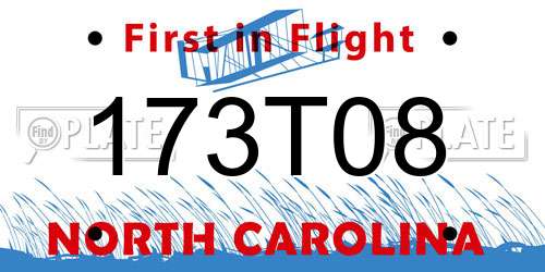 173T08 North Carolina License Plate
