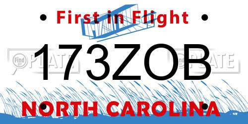173ZOB North Carolina License Plate