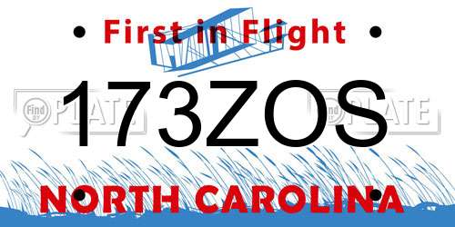173ZOS North Carolina License Plate