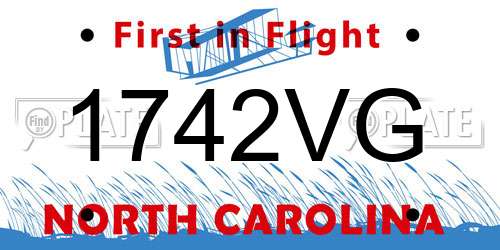 1742VG North Carolina License Plate