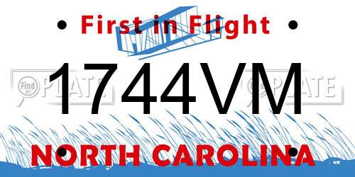 1744VM North Carolina License Plate