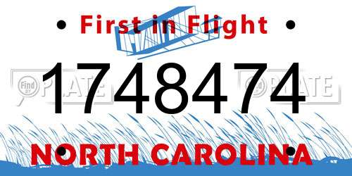1748474 North Carolina License Plate