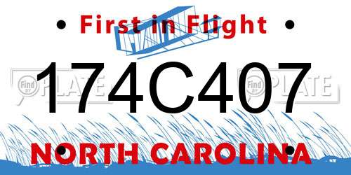 174C407 North Carolina License Plate