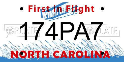 174PA7 North Carolina License Plate
