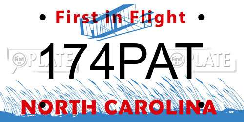 174PAT North Carolina License Plate