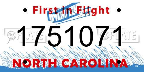1751071 North Carolina License Plate