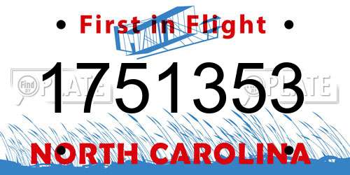 1751353 North Carolina License Plate