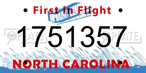 1751357 North Carolina License Plate