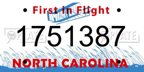 1751387 North Carolina License Plate