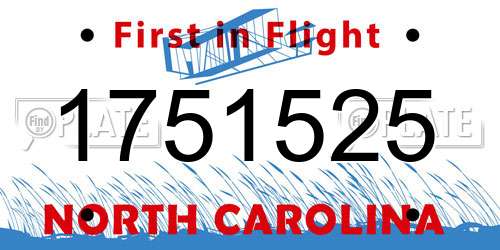 1751525 North Carolina License Plate