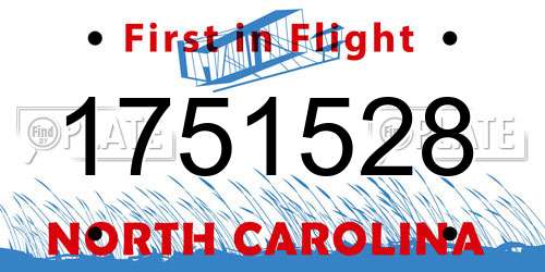1751528 North Carolina License Plate