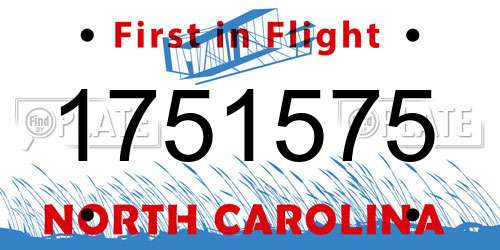 1751575 North Carolina License Plate