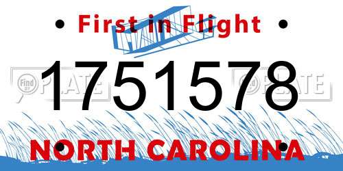 1751578 North Carolina License Plate