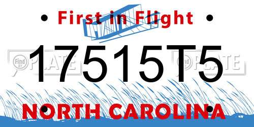17515T5 North Carolina License Plate