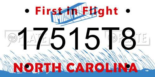 17515T8 North Carolina License Plate