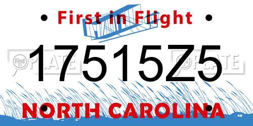 17515Z5 North Carolina License Plate