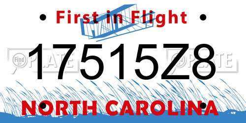 17515Z8 North Carolina License Plate
