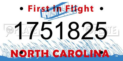 1751825 North Carolina License Plate