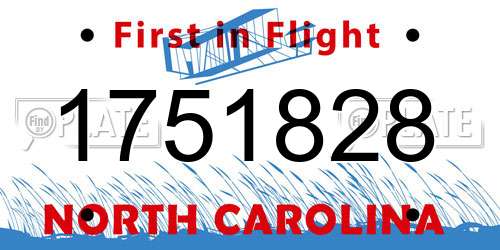 1751828 North Carolina License Plate