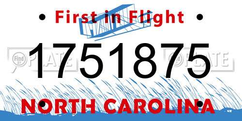 1751875 North Carolina License Plate