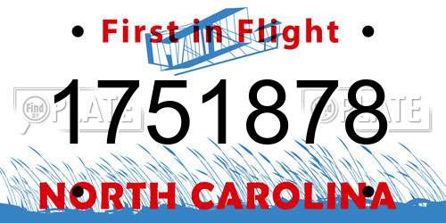 1751878 North Carolina License Plate