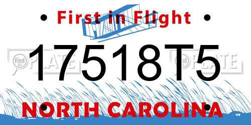 17518T5 North Carolina License Plate