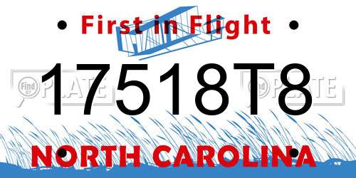 17518T8 North Carolina License Plate