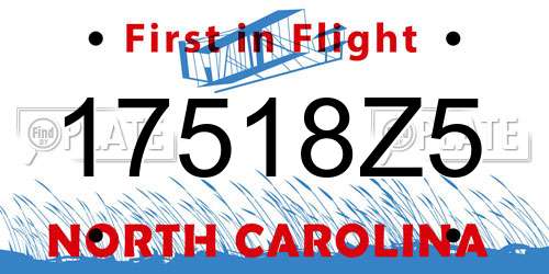 17518Z5 North Carolina License Plate