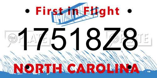 17518Z8 North Carolina License Plate