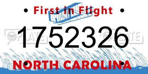 1752326 North Carolina License Plate