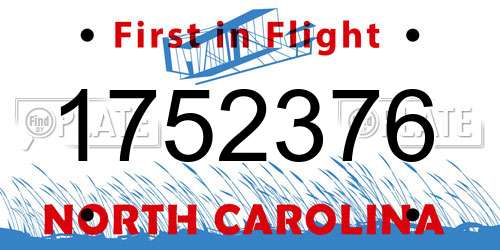 1752376 North Carolina License Plate