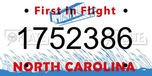 1752386 North Carolina License Plate