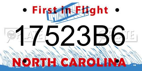 17523B6 North Carolina License Plate