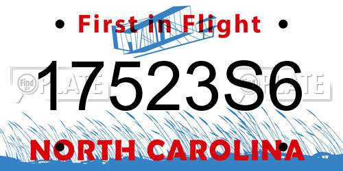17523S6 North Carolina License Plate