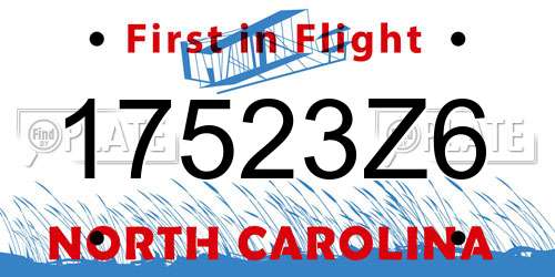 17523Z6 North Carolina License Plate