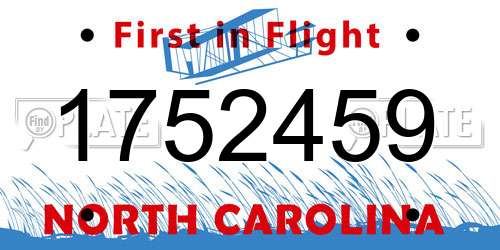 1752459 North Carolina License Plate