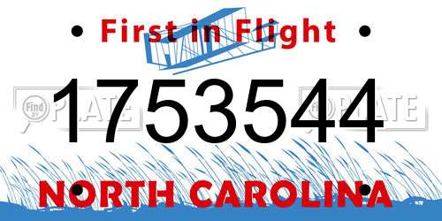 1753544 North Carolina License Plate