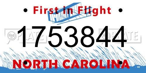 1753844 North Carolina License Plate