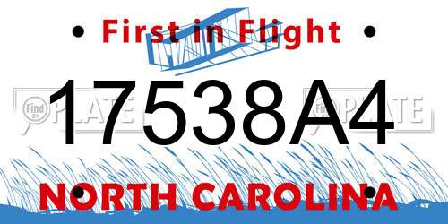 17538A4 North Carolina License Plate